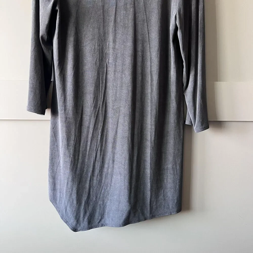 Travelers By Chicos Jacket Womens 0 Small Gray Open High Slinky‎ Cardigan Drape